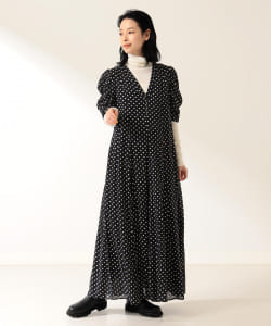 ne Quittez pas × Demi-Luxe BEAMS / 別注 ドットプレーン Vネック ワンピース