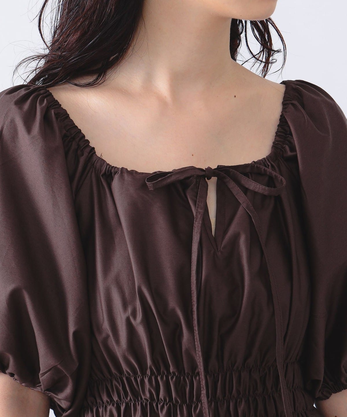 デミルクスビームス Devotion TWINSリネン ステッチ ショートドレス Demi-Luxe BEAMS（デミルクス ビームス）Devotion TWINS / コットン