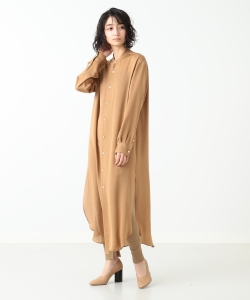 AURALEE / シルクサテンジョーゼット シャツワンピース