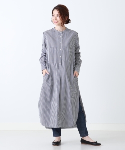 TICCA / 別注 ノーカラーシャツ ワンピース