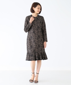 ROOM NO.8 BLACK / 別注 レース ぺプラムワンピース