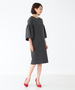 ROOM NO.8 BLACK / 別注 ジャカード ドット ビックスリーブワンピース