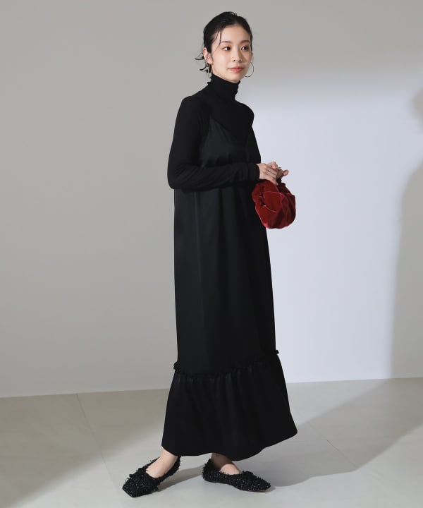 レビュー高評価商品 Demi-Luxe BEAMS（デミルクス ティアード ビームス）サテン ワンピース
