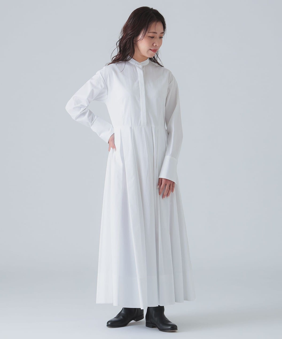 EFFE BEAMS（エッフェ ビームス）バンドカラー シャツワンピース  