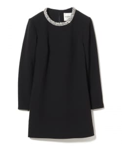 ROLAND MOURET / 	 LONG SLEEVE EMBELLISHED CREPE ミニドレス