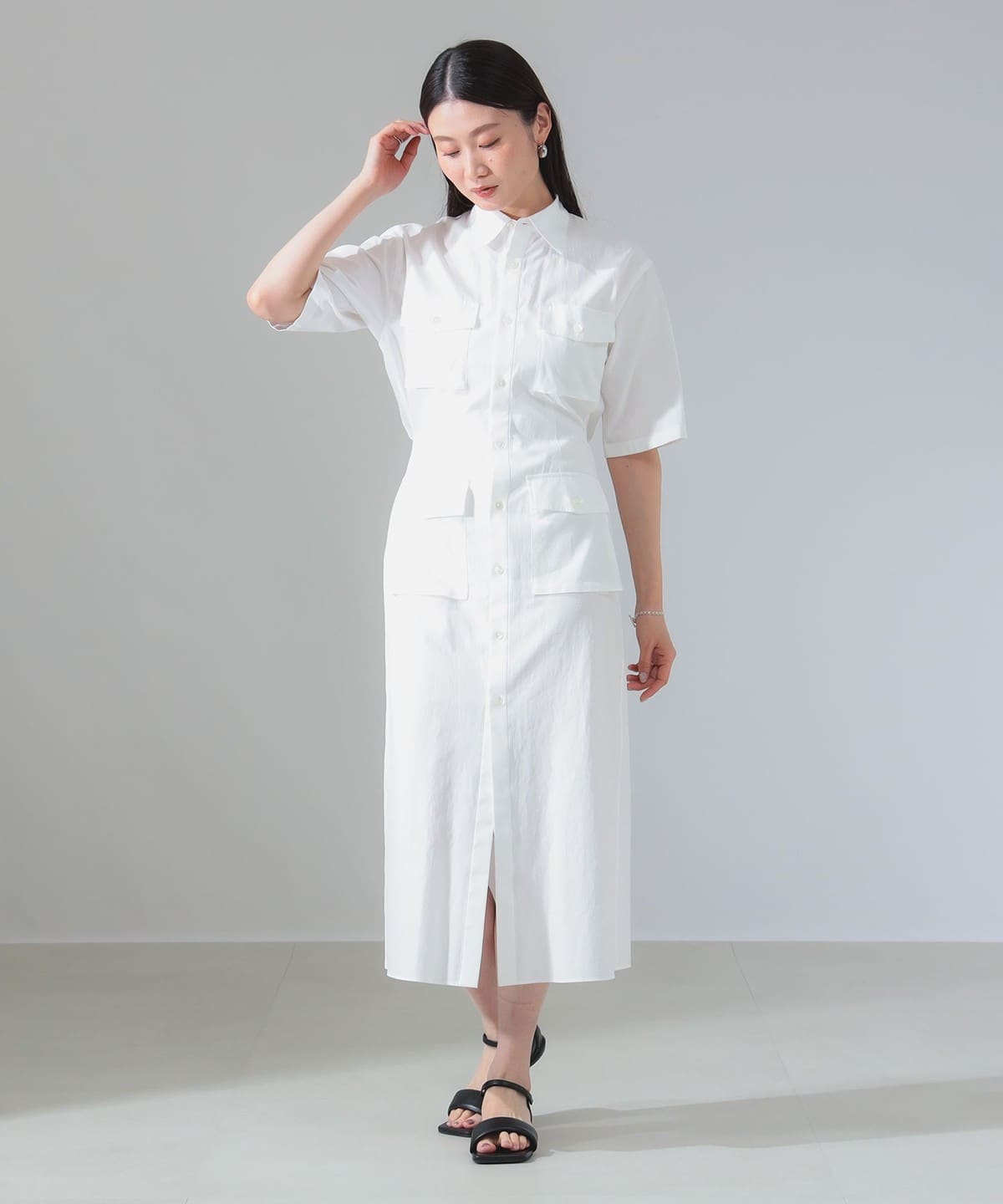 AURALEE オーラリー / WASHED FINX TWILL SHIRT DRESS ワンピース WOMEN WHITE 0 AURALEE オーラリー / WASHED FINX TWILL SHIRT DRESS ワンピース WOMEN WHITE 0