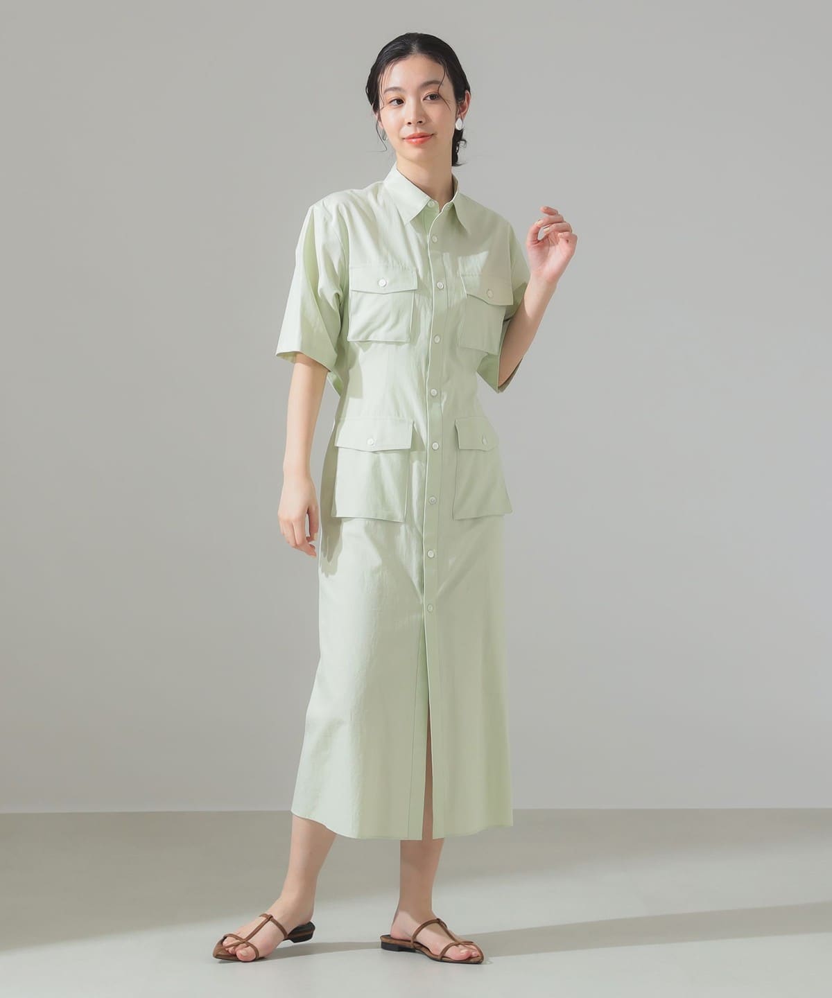 AURALEE オーラリー / WASHED FINX TWILL SHIRT DRESS ワンピース WOMEN LIGHT. GREEN 0 AURALEE オーラリー / WASHED FINX TWILL SHIRT DRESS ワンピース WOMEN LIGHT. GREEN 0