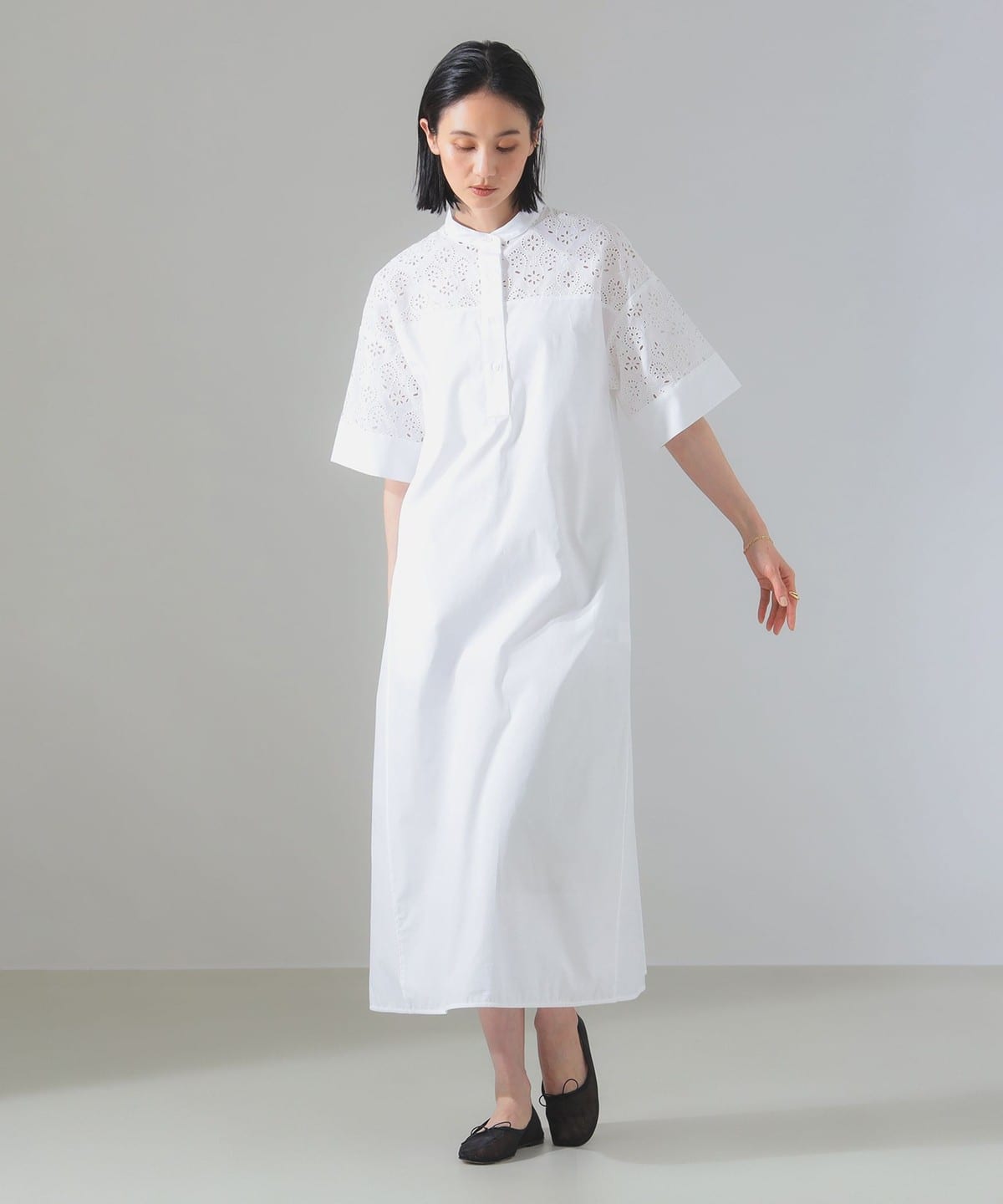 Demi-Luxe BEAMS Demi-Luxe BEAMS TICCA蕾絲半袖襯衫裙（洋裝