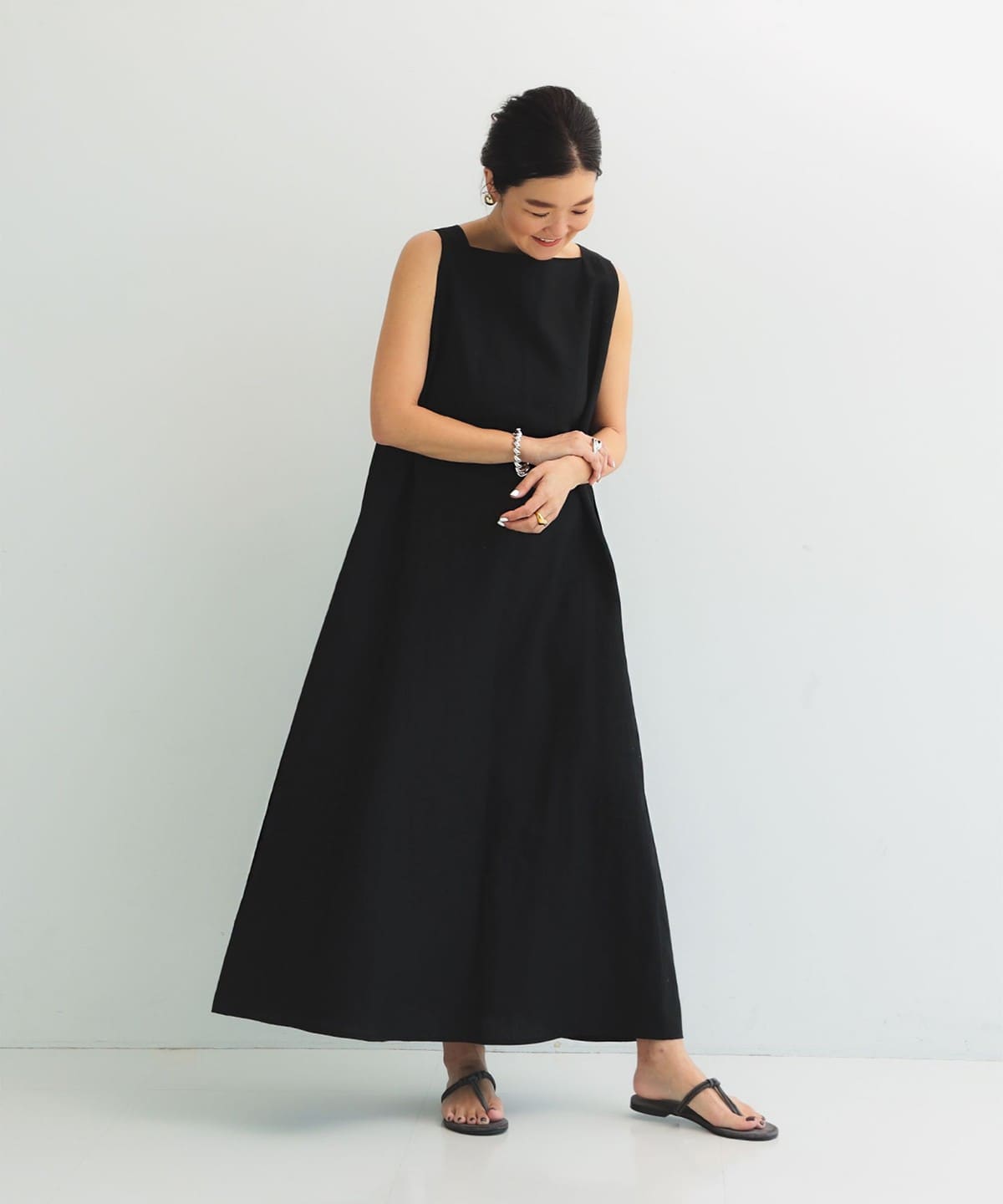 リネン 2WAY ワンピース .M. ワンピース WOMEN BLACK 36 リネン 2WAY ワンピース .M. ワンピース WOMEN BLACK 36