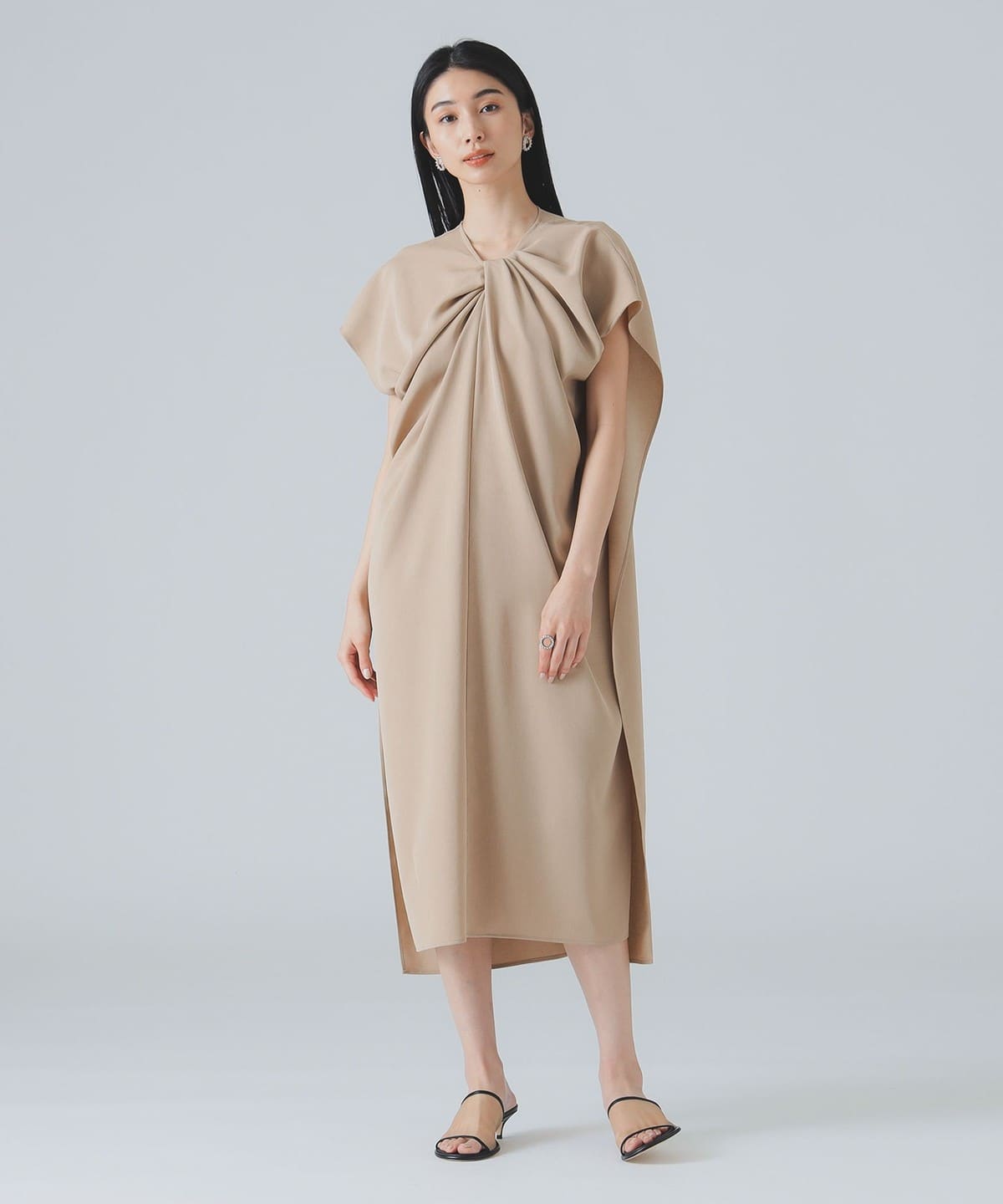 support surface / クロスネック ソリッド ドレス ワンピース WOMEN BEIGE 1 support surface / クロスネック ソリッド ドレス ワンピース WOMEN BEIGE 1