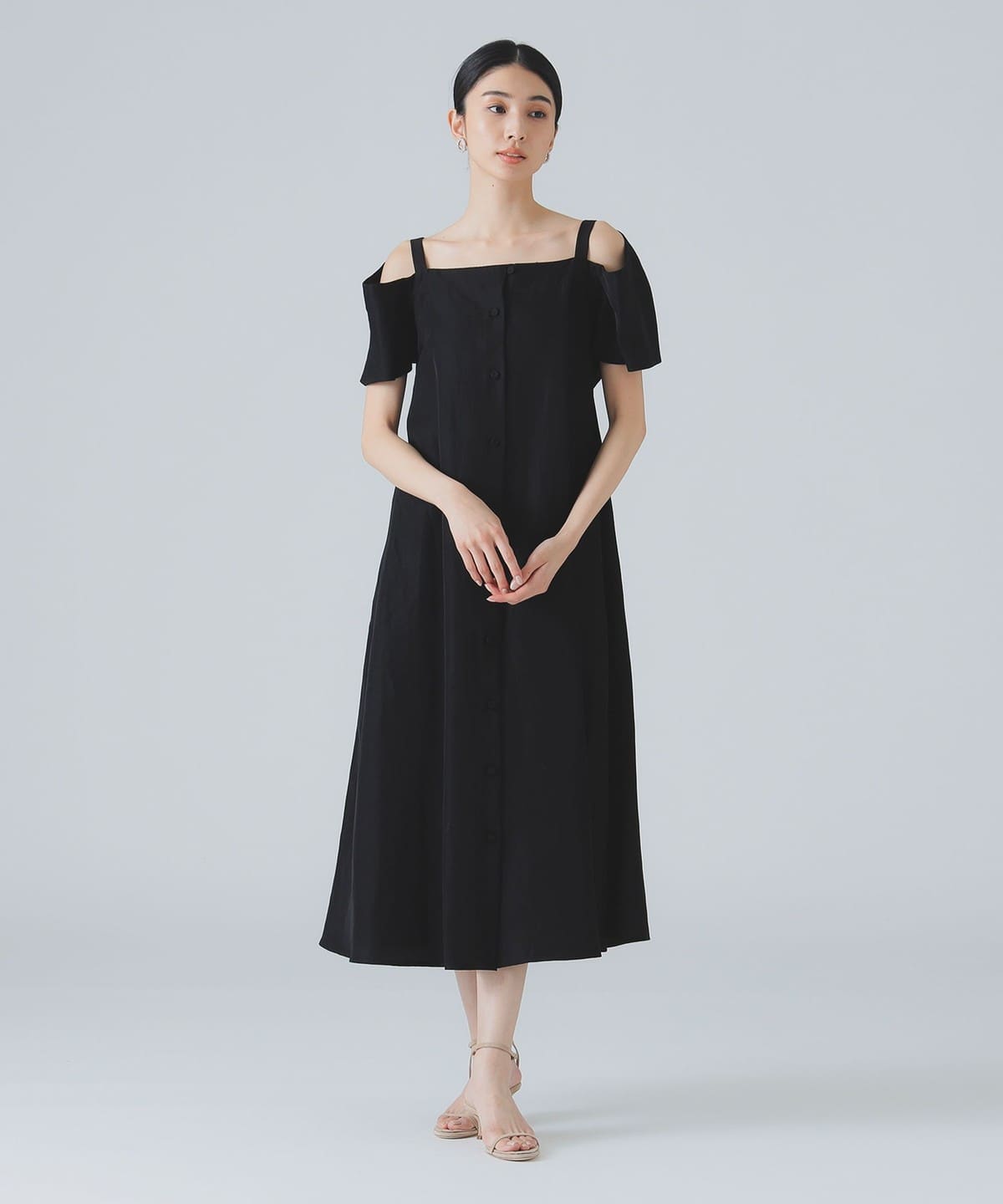 support surface / ストラップ リネン ワンピース ワンピース WOMEN BLACK 0 support surface / ストラップ リネン ワンピース ワンピース WOMEN BLACK 0
