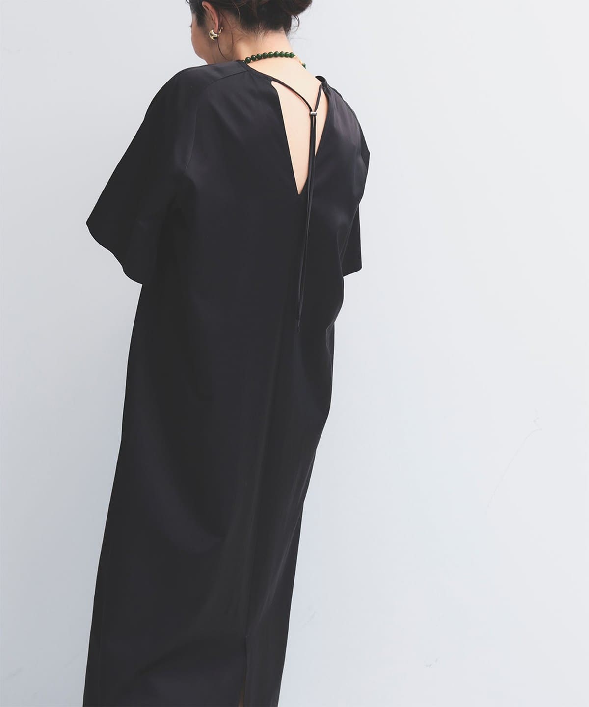 25ss デミルクスビームス グロスTドレス .M 38 黒 半袖ワンピース Demi-Luxe BEAMS（デミルクス ビームス）グロス Tドレス .M