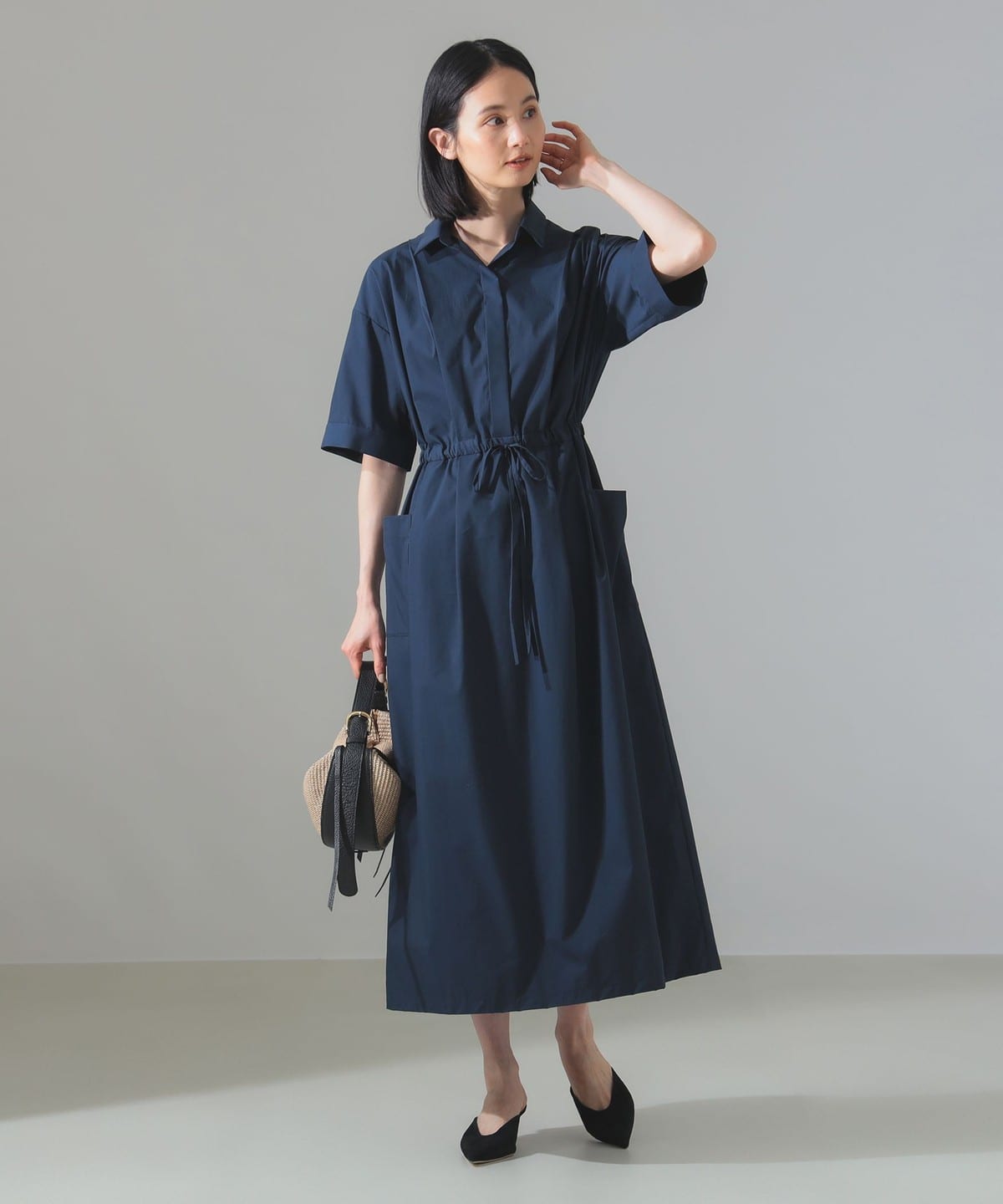 ▽美品 デミルクス ビームス 定価2,5 ベルト付シャツワンピース
