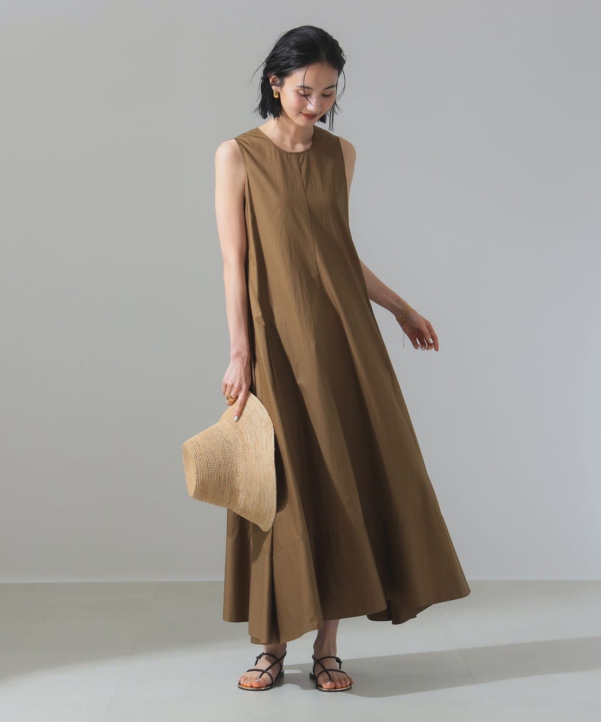 スリーブレス フレア ワンピース ワンピース WOMEN KHAKI 38 スリーブレス フレア ワンピース ワンピース WOMEN KHAKI 38
