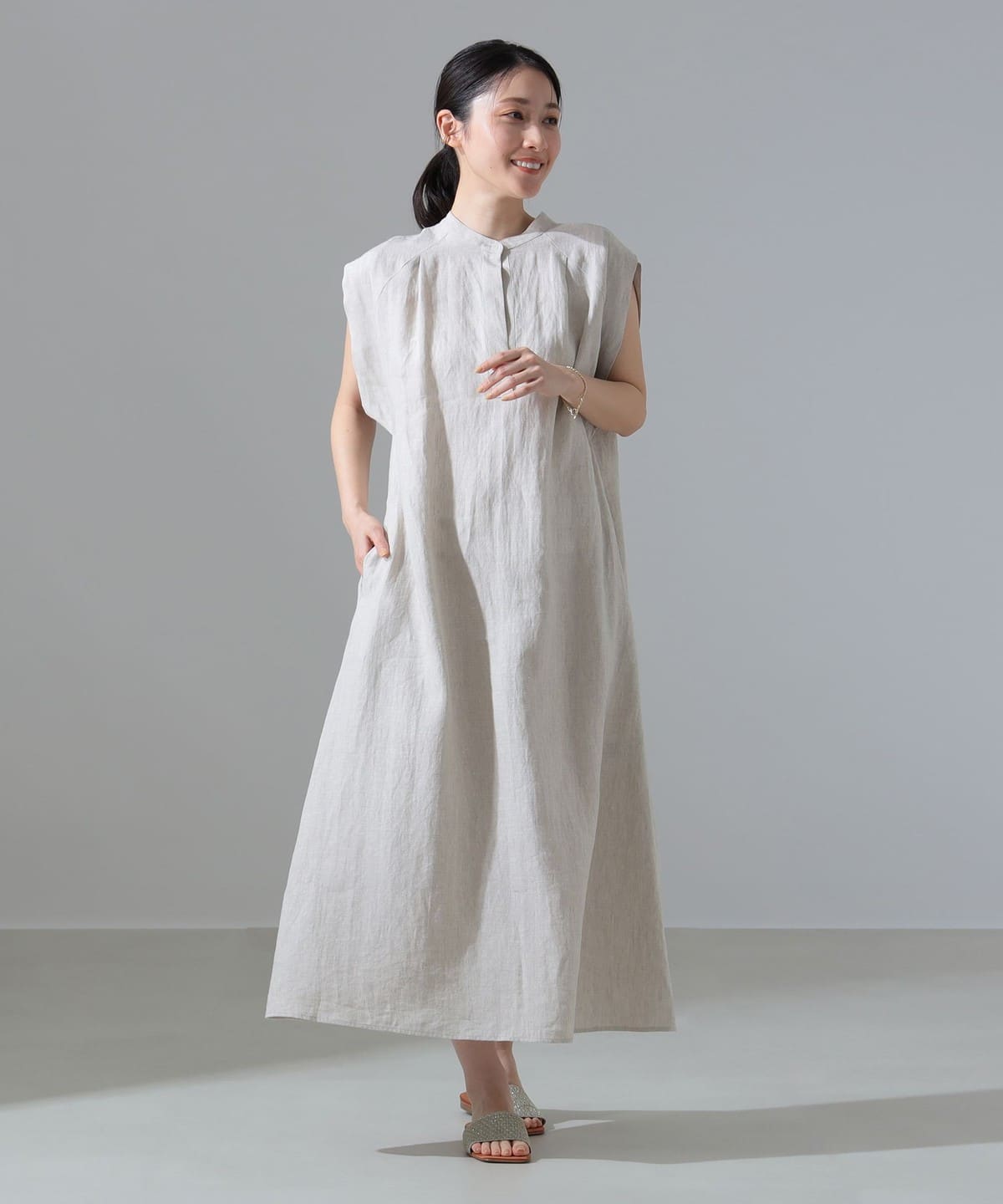 TICCA ティッカ / リネン 2WAY フレンチスリーブ ワンピース ワンピース WOMEN BEIGE ONE SIZE TICCA ティッカ / リネン 2WAY フレンチスリーブ ワンピース ワンピース WOMEN BEIGE ONE SIZE