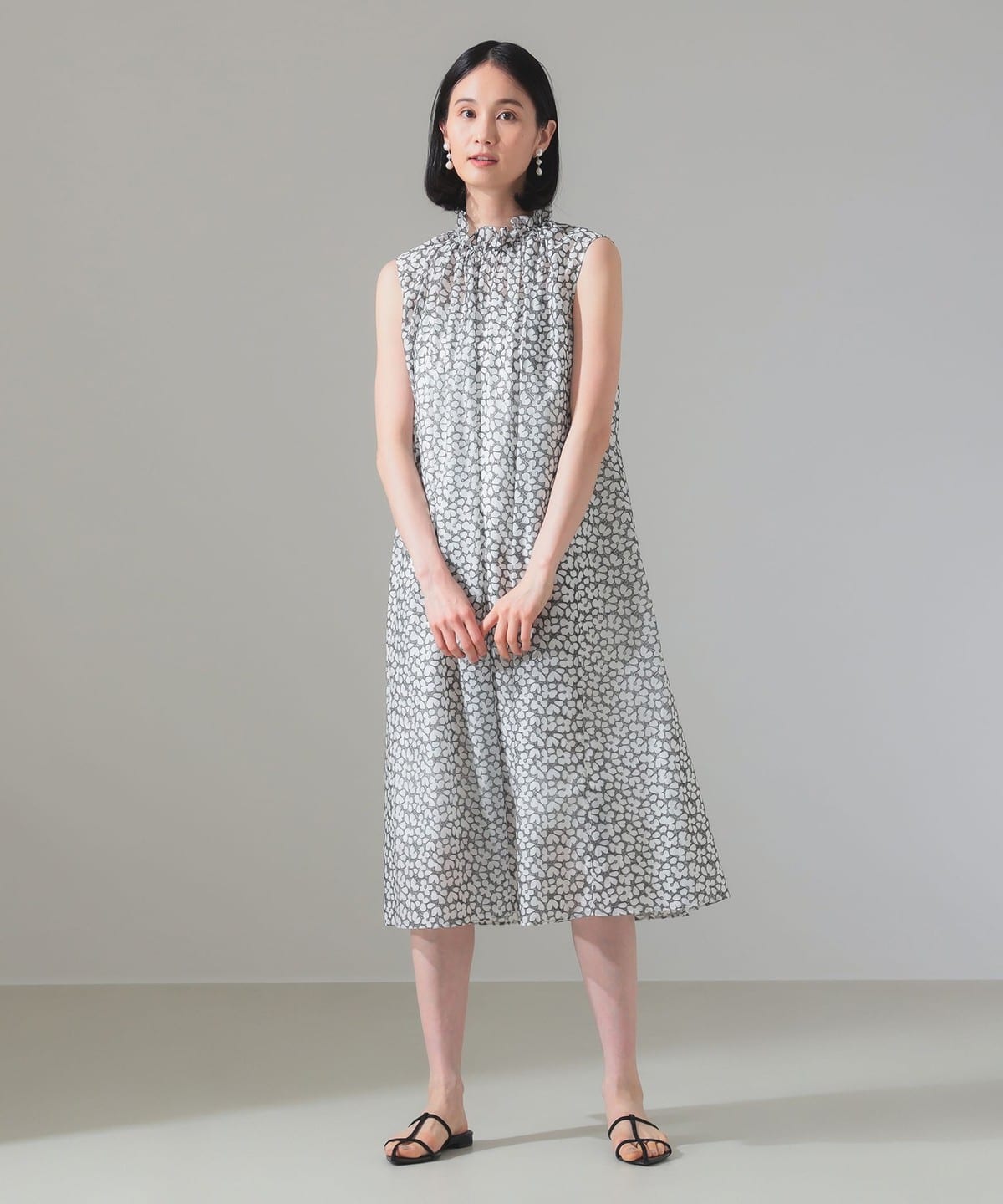 新品！ふりふ ストライプ フラワープリント ノースリーブ