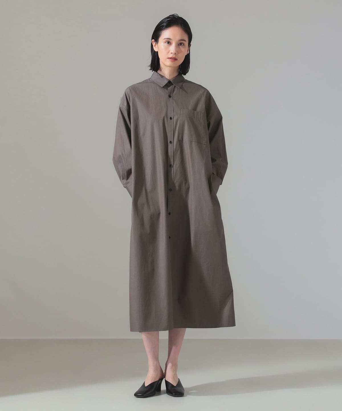 バックオープン シャツワンピース ワンピース WOMEN BROWN ONE SIZE バックオープン シャツワンピース ワンピース WOMEN BROWN ONE SIZE