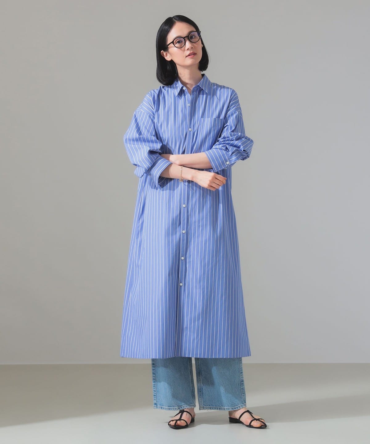 バックオープン シャツワンピース ワンピース WOMEN BLUE STRIPE ONE SIZE バックオープン シャツワンピース ワンピース WOMEN BLUE STRIPE ONE SIZE