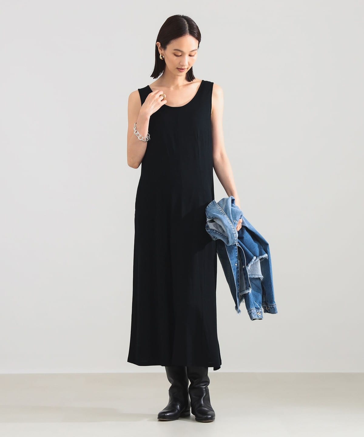 ビームス BEAMS ワンピーススーツ サイズ36 S 黒 レディース Demi‐Luxe 美品 レディーススーツ BEAMS(ビームス) ワンピース サイズ36 S レディース グレー×カーキ