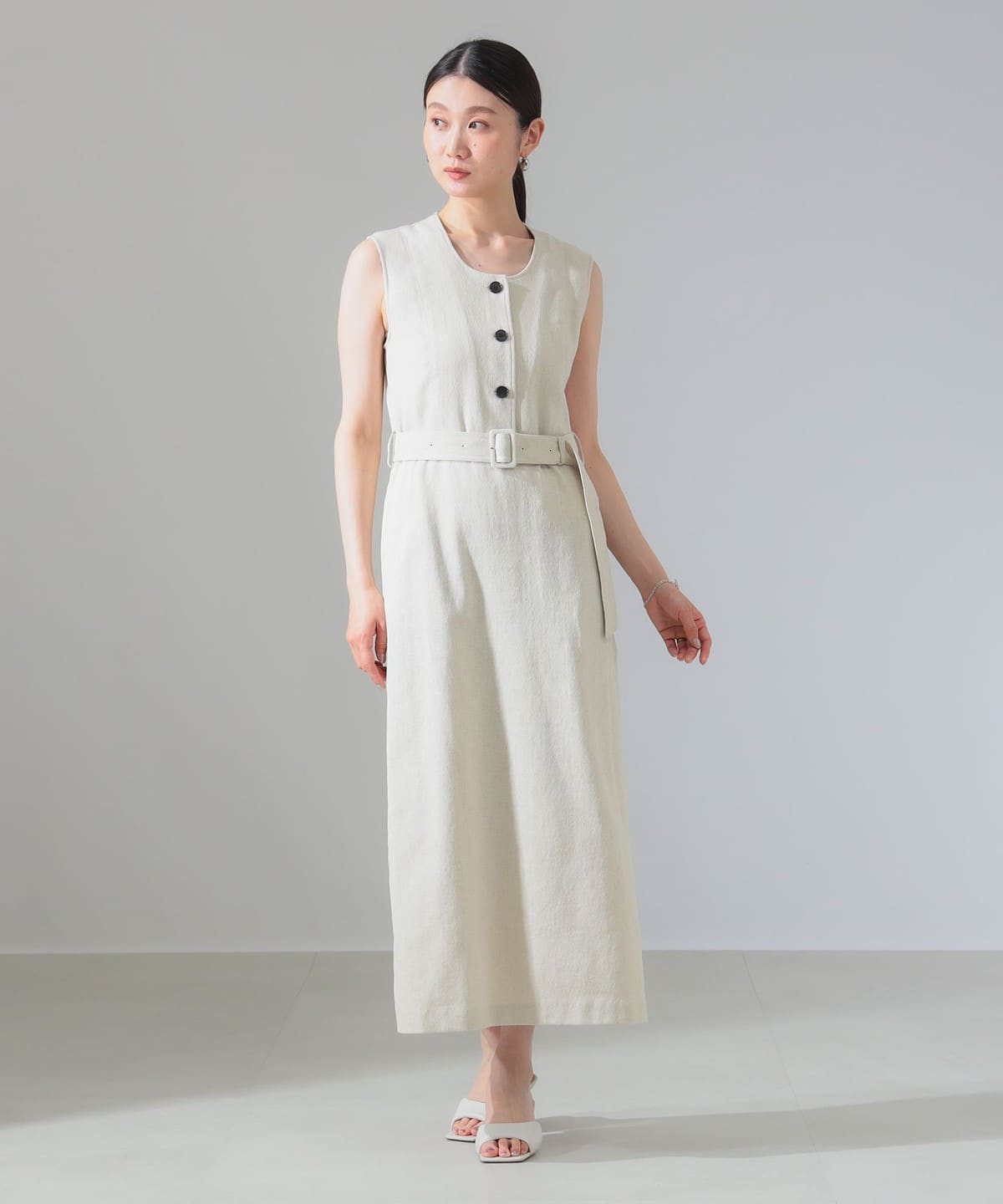 スラブネップ ノースリーブ ワンピース ワンピース WOMEN BEIGE 38 スラブネップ ノースリーブ ワンピース ワンピース WOMEN BEIGE 38