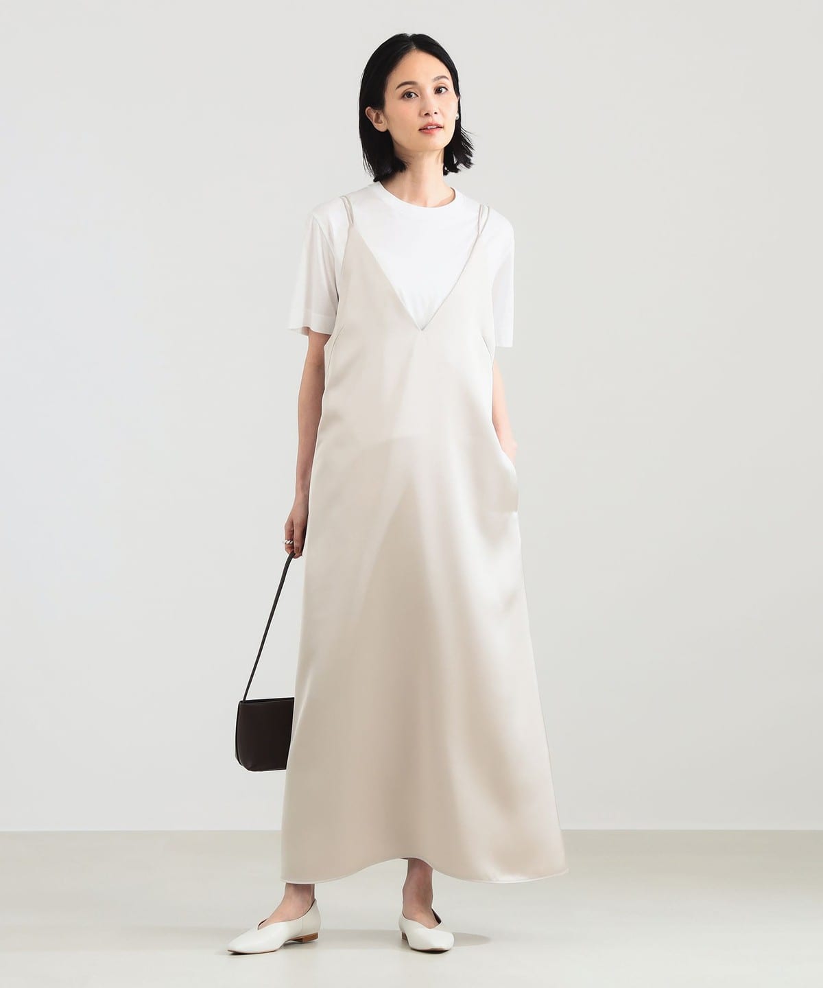 ダブルストラップ キャミソール ワンピース ワンピース WOMEN BEIGE 38 ダブルストラップ キャミソール ワンピース ワンピース WOMEN BEIGE 38