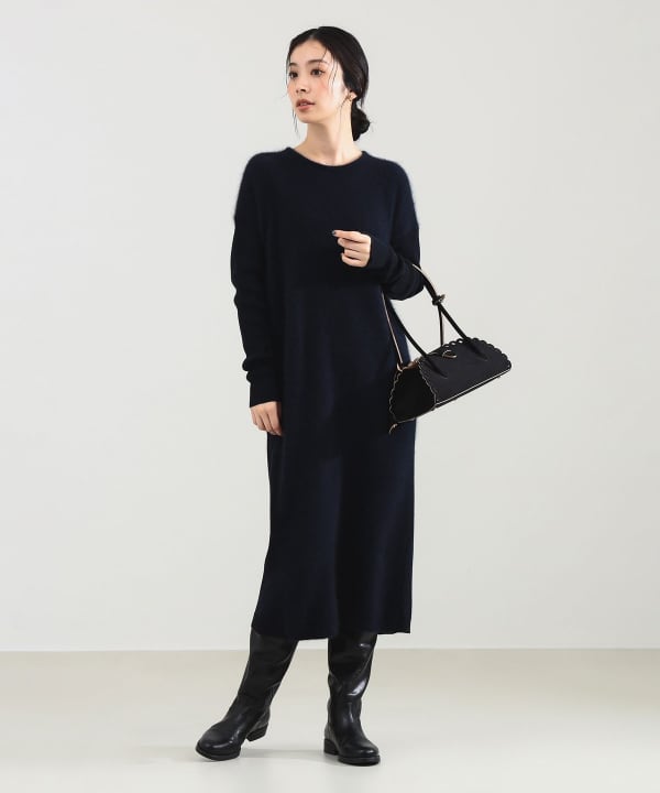 Demi-Luxe BEAMS クルーネック プリントワンピース マキシ丈 Demi-Luxe BEAMS クルーネック プリントワンピース マキシ丈