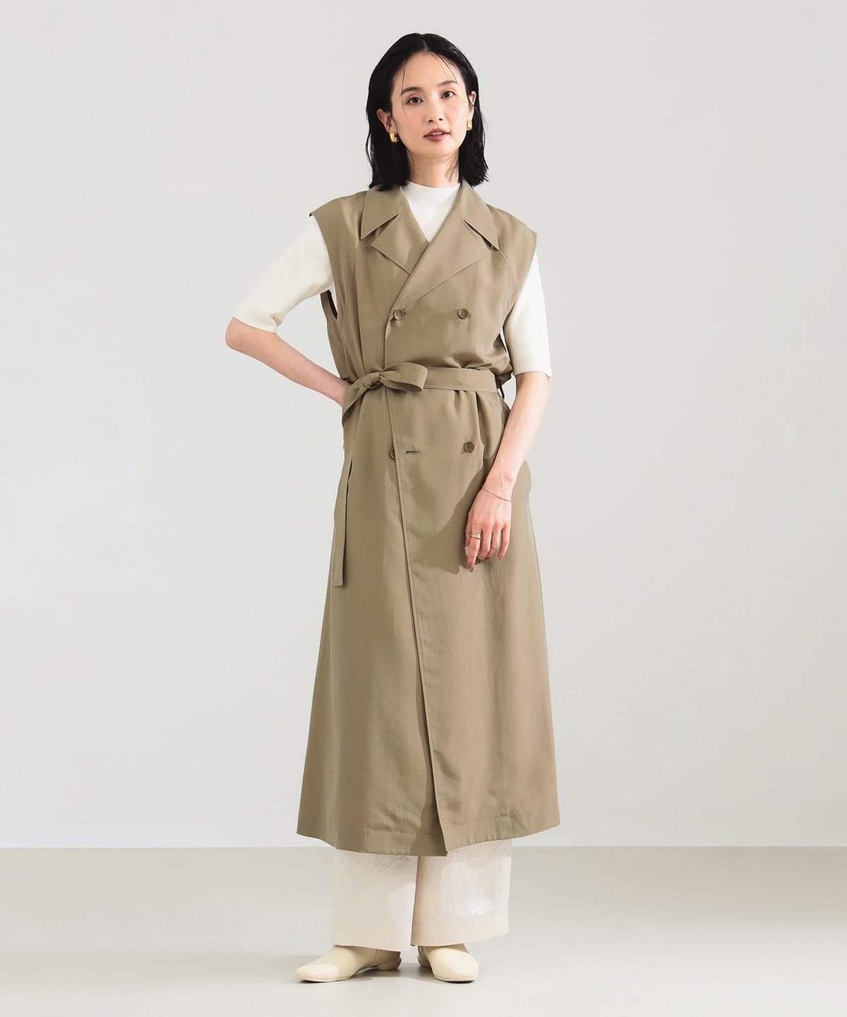 ノースリーブ ロングトレンチ ワンピース ワンピース WOMEN BEIGE 38 ノースリーブ ロングトレンチ ワンピース ワンピース WOMEN BEIGE 38