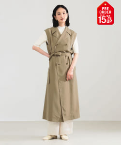 【+15%ポイントUP】ノースリーブ ロングトレンチ ワンピース
