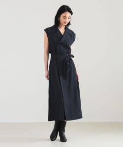 【+15%ポイントUP】ノースリーブ ロングトレンチ ワンピース