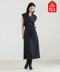 【+15%ポイントUP】ノースリーブ ロングトレンチ ワンピース