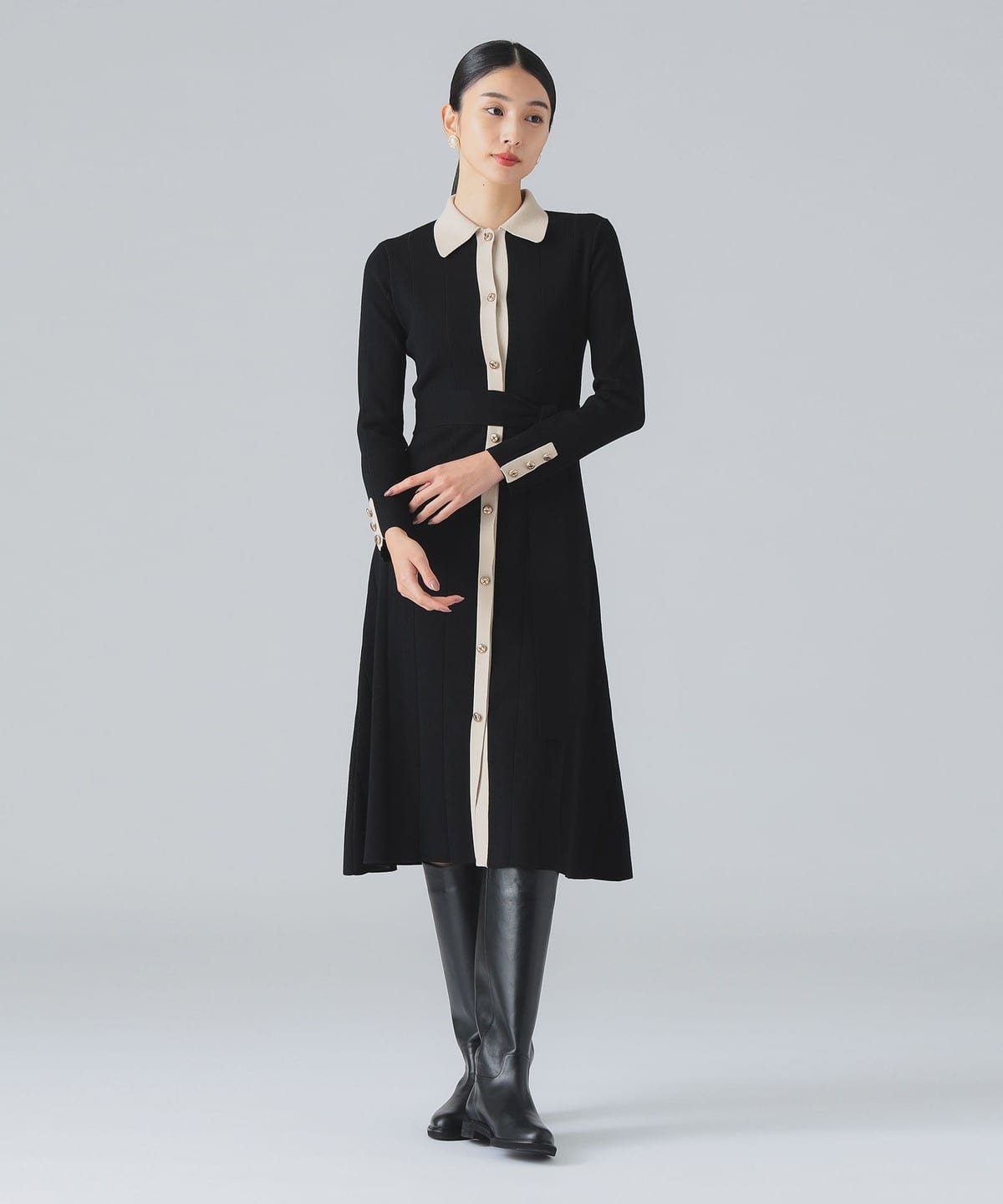 CORCOVADO コルコバード / バイカラー ニット ドレス ワンピース WOMEN BLACK 38 CORCOVADO コルコバード / バイカラー ニット ドレス ワンピース WOMEN BLACK 38