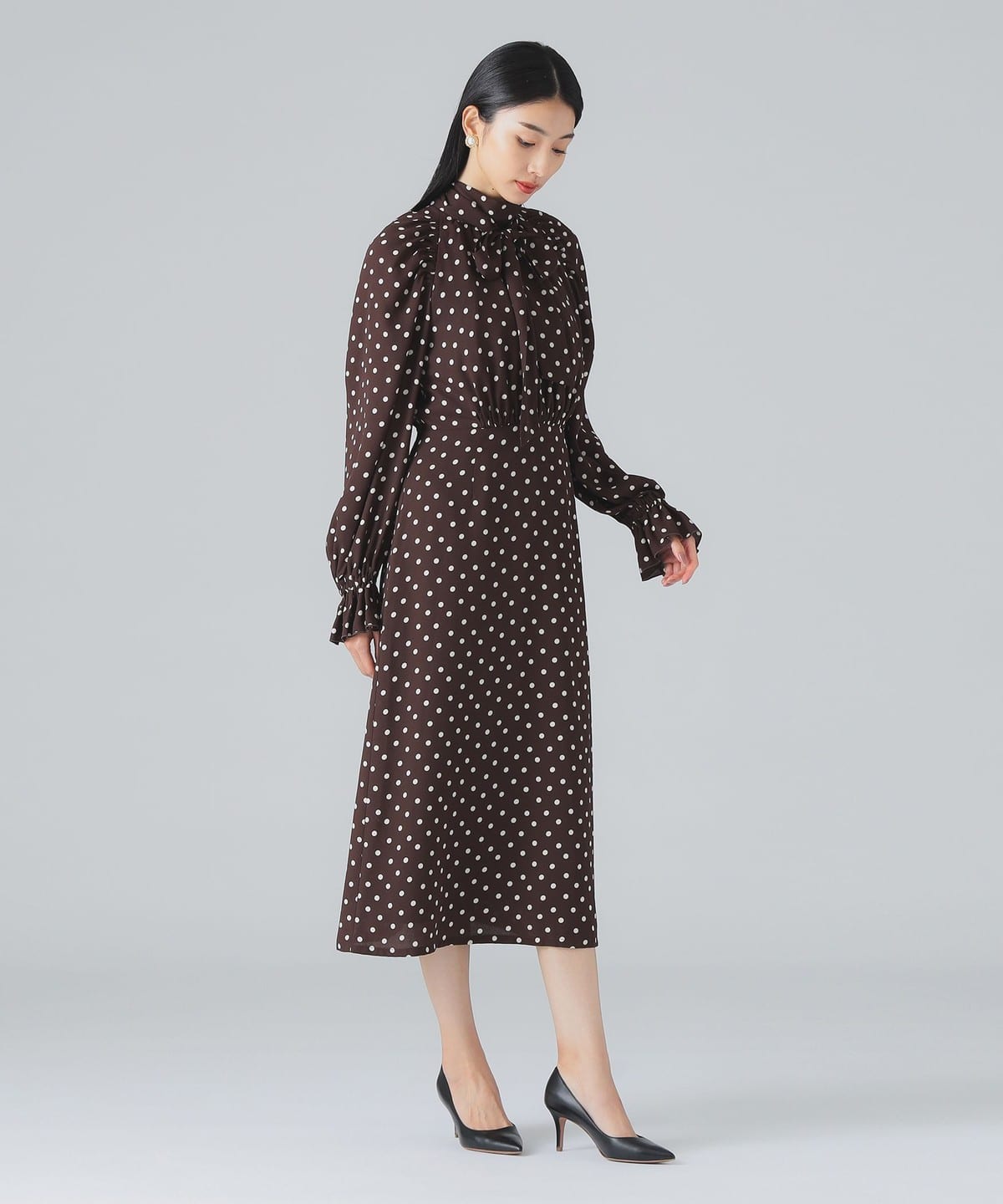 CORCOVADO コルコバード / ドット プリント ドレス ワンピース WOMEN BROWN 38 CORCOVADO コルコバード / ドット プリント ドレス ワンピース WOMEN BROWN 38