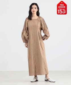 【+15%ポイントUP】ne Quittez pas / ポプリン タック ロングスリーブ ワンピース