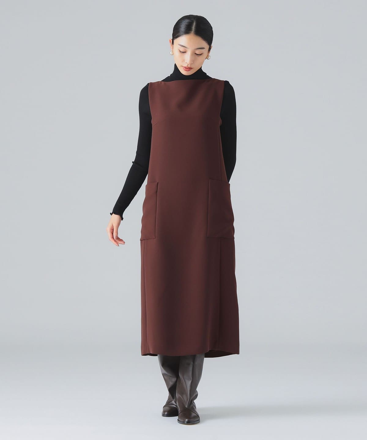ボートネック ワンピース ワンピース WOMEN BROWN 38 ボートネック ワンピース ワンピース WOMEN BROWN 38