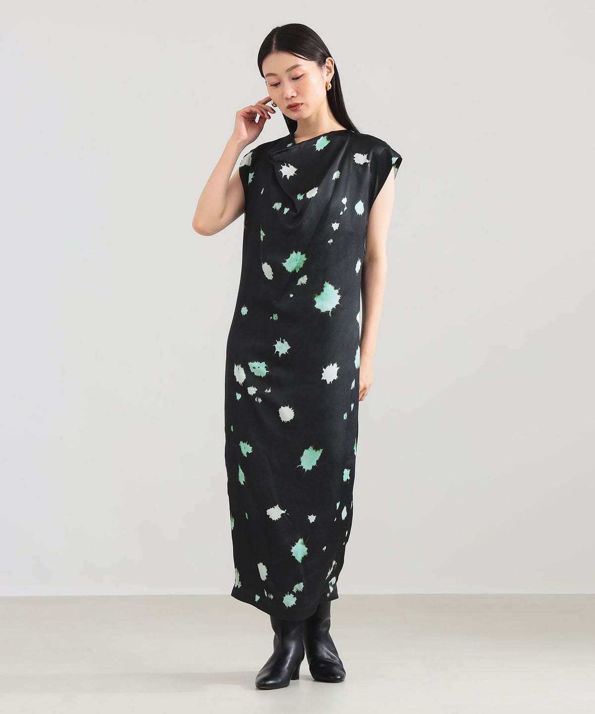 Christian Wijnants クリスチャン ワイナンツ / シーフォーム プリント フレンチスリーブ ドレス ワンピース WOMEN BLACK 34 Christian Wijnants クリスチャン ワイナンツ / シーフォーム プリント フレンチスリーブ ドレス ワンピース WOMEN BLACK 34