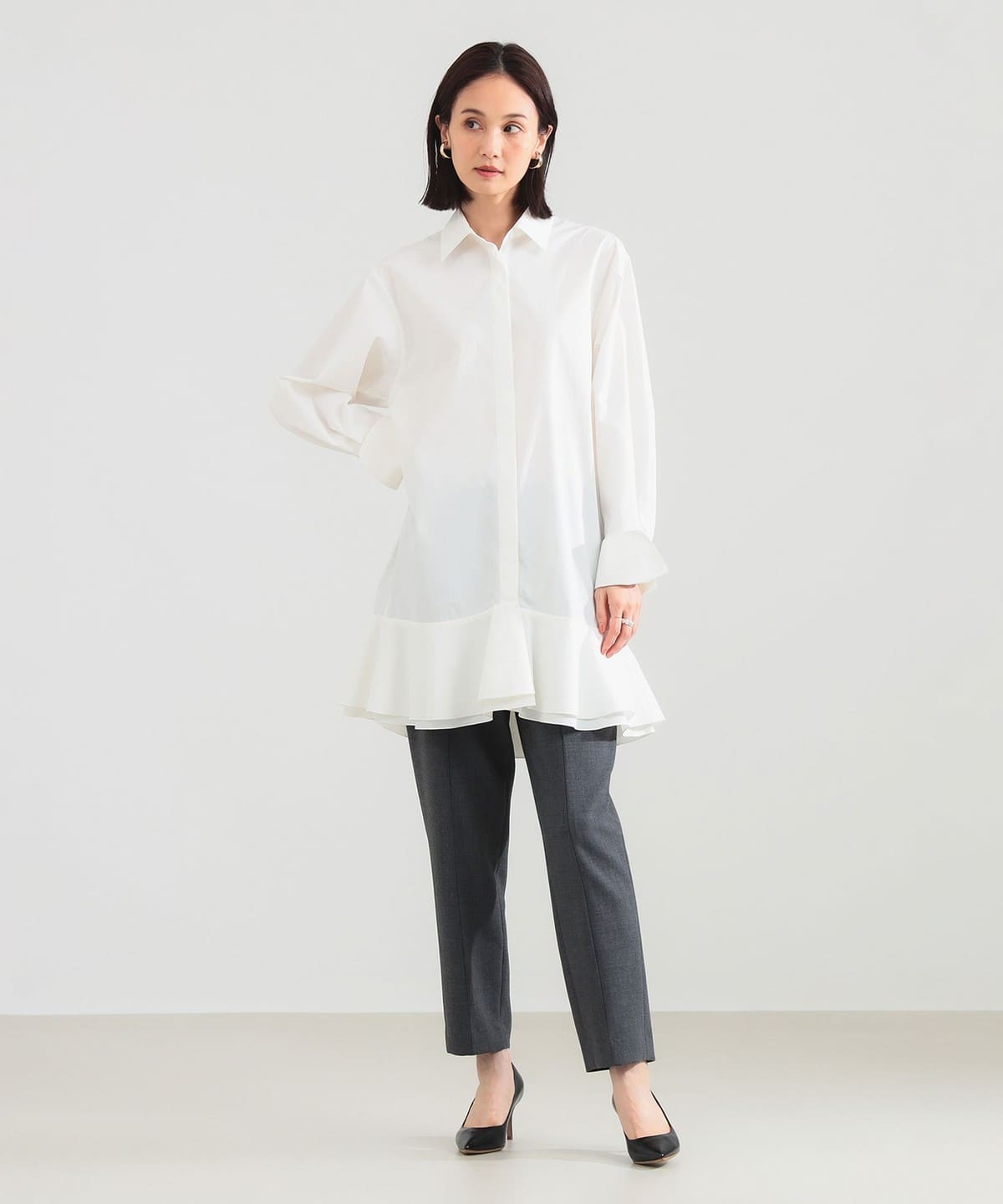 フリルヘム シャツ ワンピース ワンピース WOMEN OFF WHT ONE SIZE フリルヘム シャツ ワンピース ワンピース WOMEN OFF WHT ONE SIZE