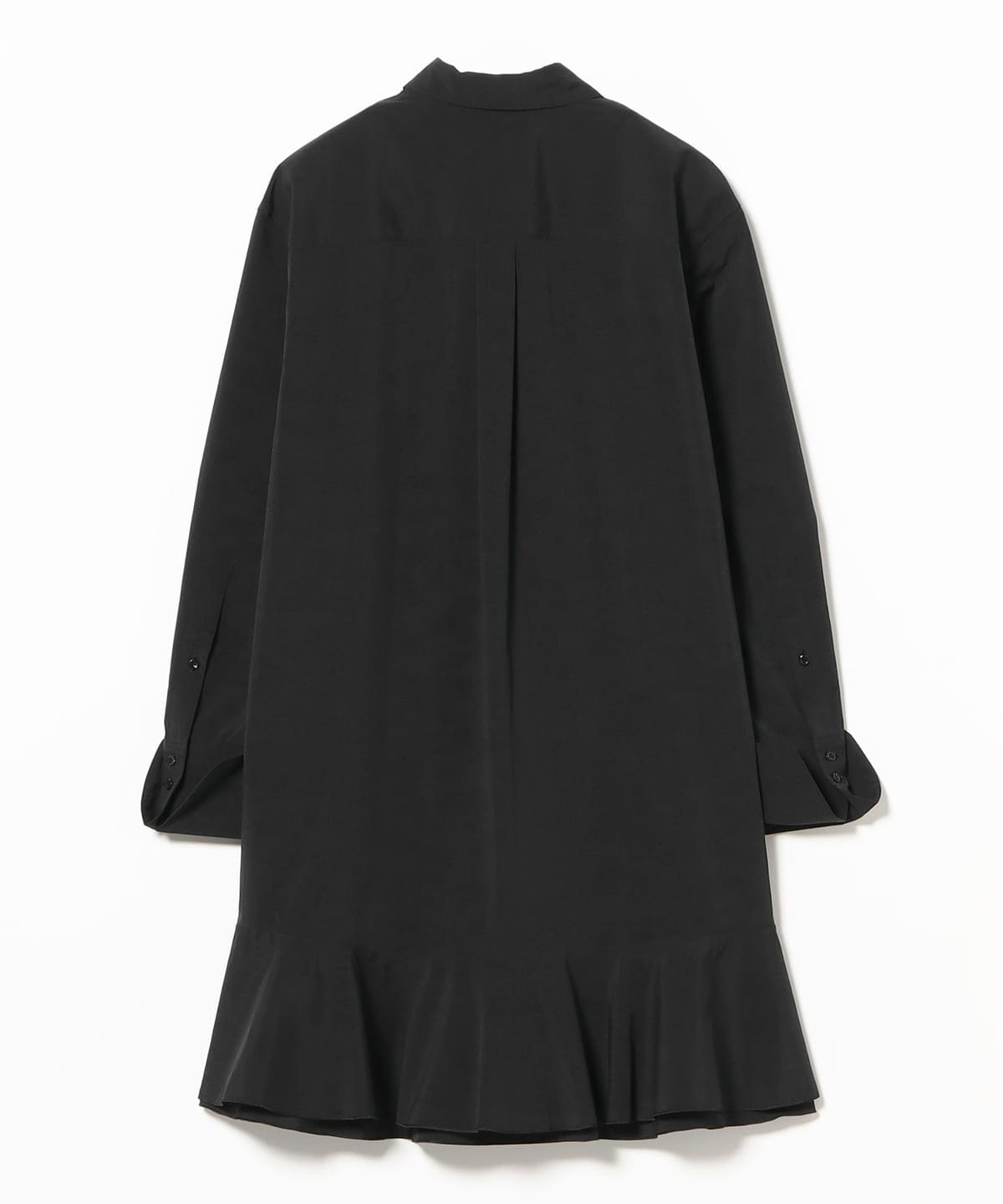 美品 デミルクスビームス 3,2万円 シャツワンピース ブラック D460 Demi-Luxe BEAMS（デミルクス ビームス）フリルヘム シャツ ワンピース