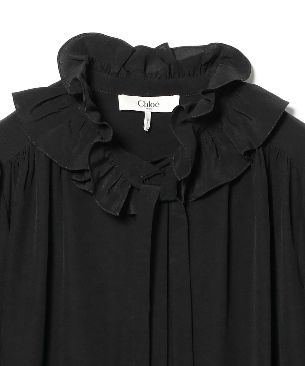 Chloé フリル付き 黒 お上品 ゴージャス シルク ワンピース 【公式通販】