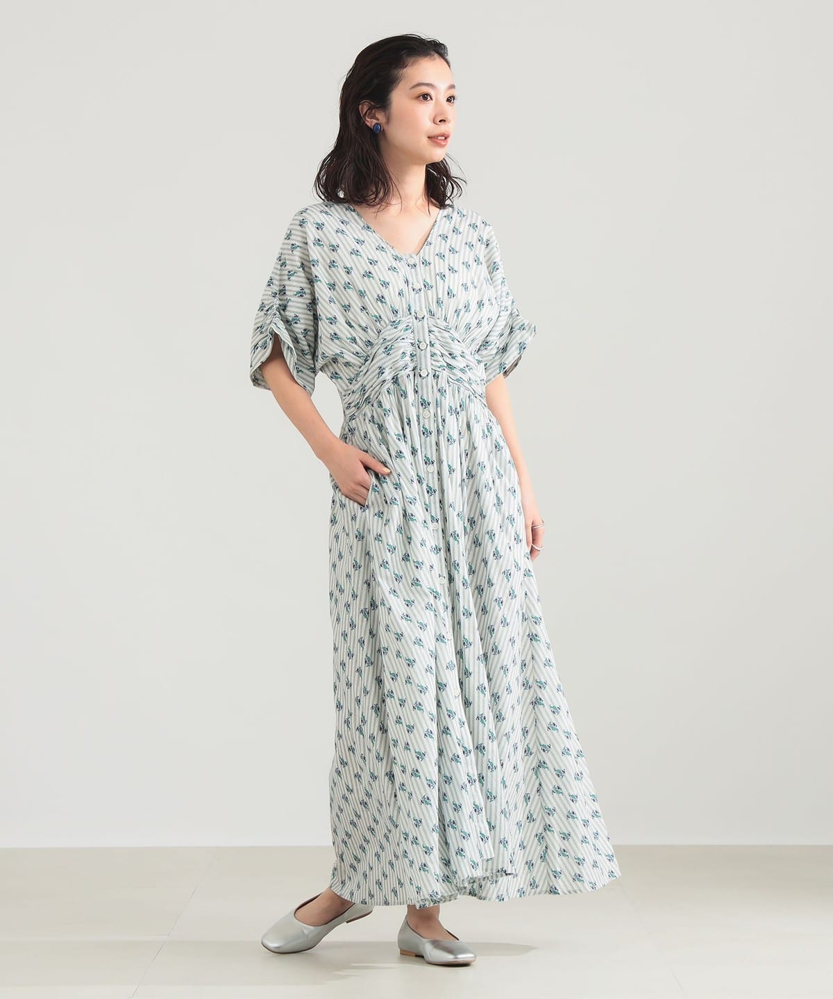 ヌキテパ　　スモール フラワー ギャザー ロングワンピース BEAMS SELECTION for WOMEN（ビームス セレクション for ウィメン）ne