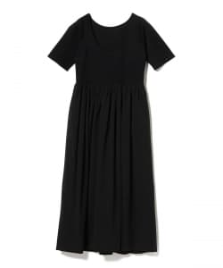 ROOM NO.8 BLACK / コンビ ギャザー ドレス