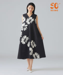 【別注】M・fil / FLEUR プリント Vネック ドレス