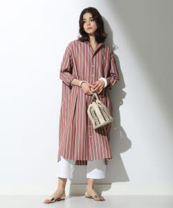TICCA / ストライプ スクエアビッグ ロングシャツ