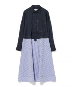 LEE MATHEWS / パネル ギンガムチェック シャツワンピース