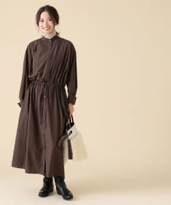 Demi-Luxe BEAMS / ウエストドロスト ナイロンワンピース