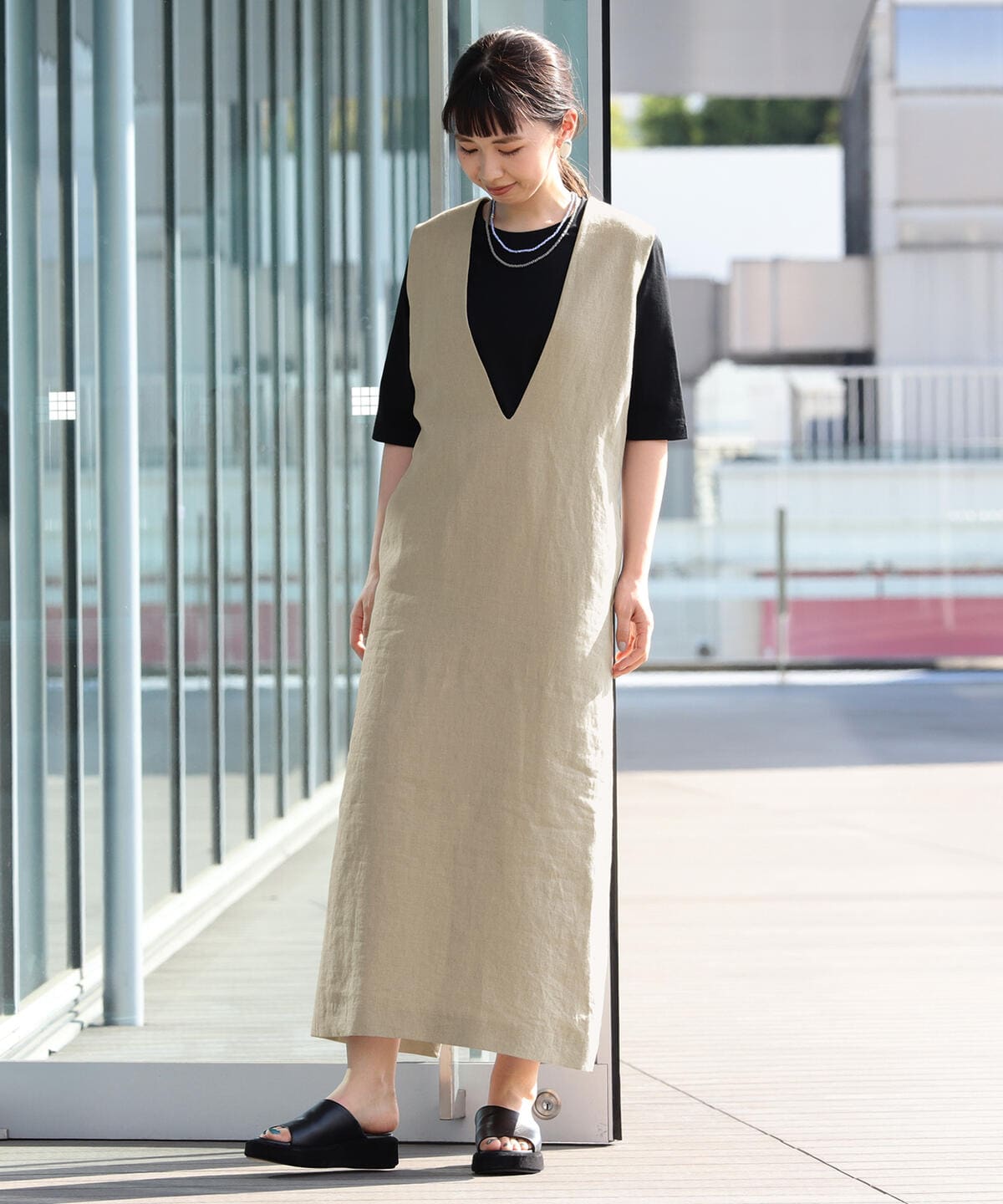 Demi-luxe BEAMS コンパクトシームワンピース　ネイビー38