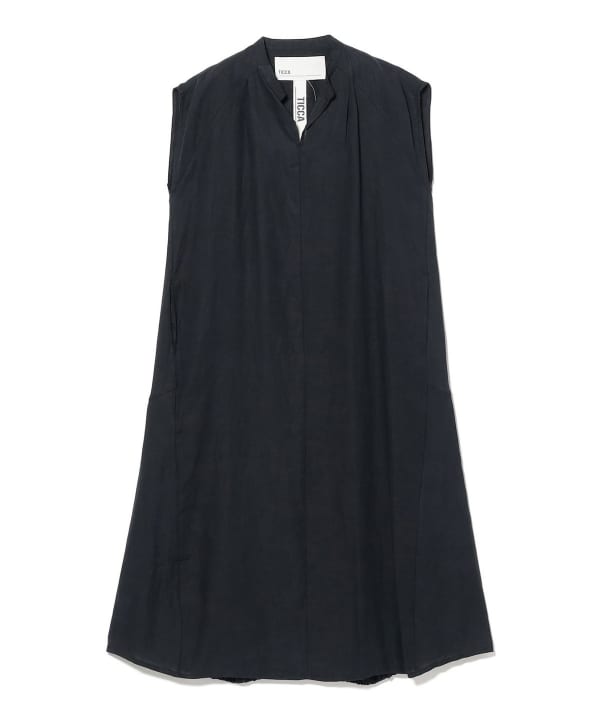 TICCA / リネン フレンチスリーブ バルーン ワンピース NAVY