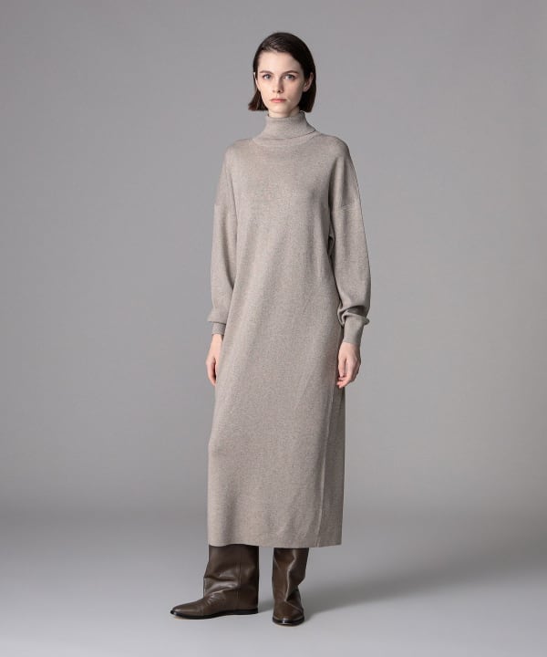 three dots /  LUREX ラメニット タートルネック ワンピース Model：H171 B77 W58 H87　Size：S