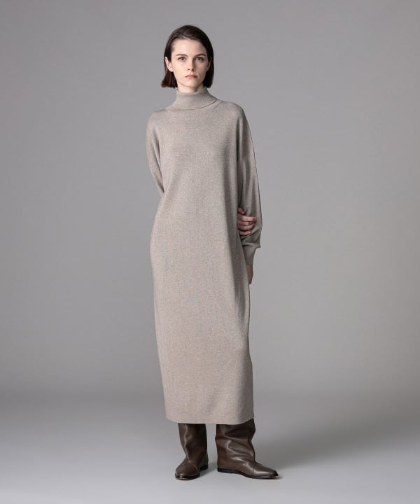 three dots /  LUREX ラメニット タートルネック ワンピース Model：H171 B77 W58 H87　Size：S