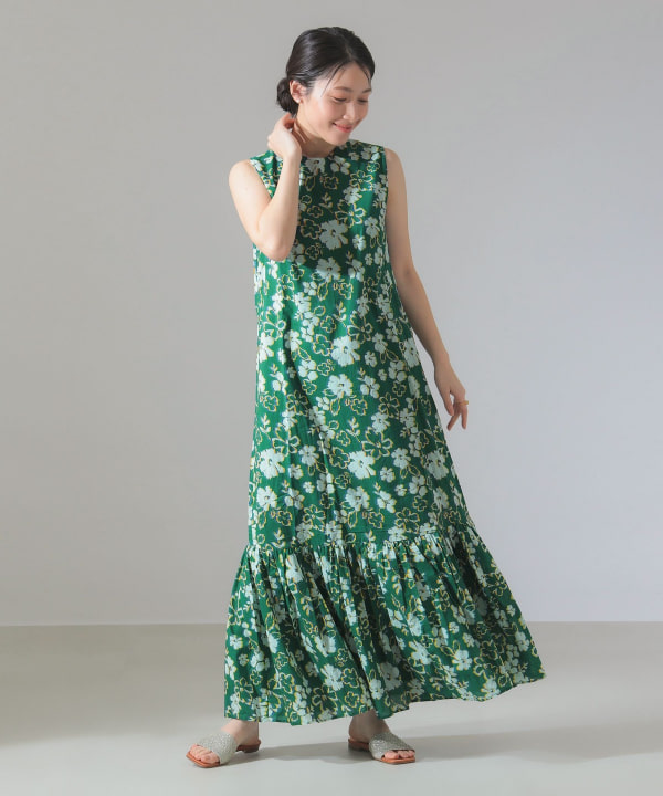 Demi-Luxe BEAMS クルーネックプリントワンピース 花柄 36サイズ