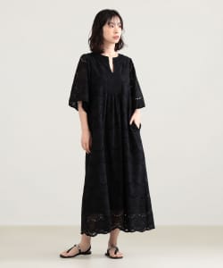  【モアバリエーション開催中】ne Quittez pas / ドット へムラ刺繍 ワンピース